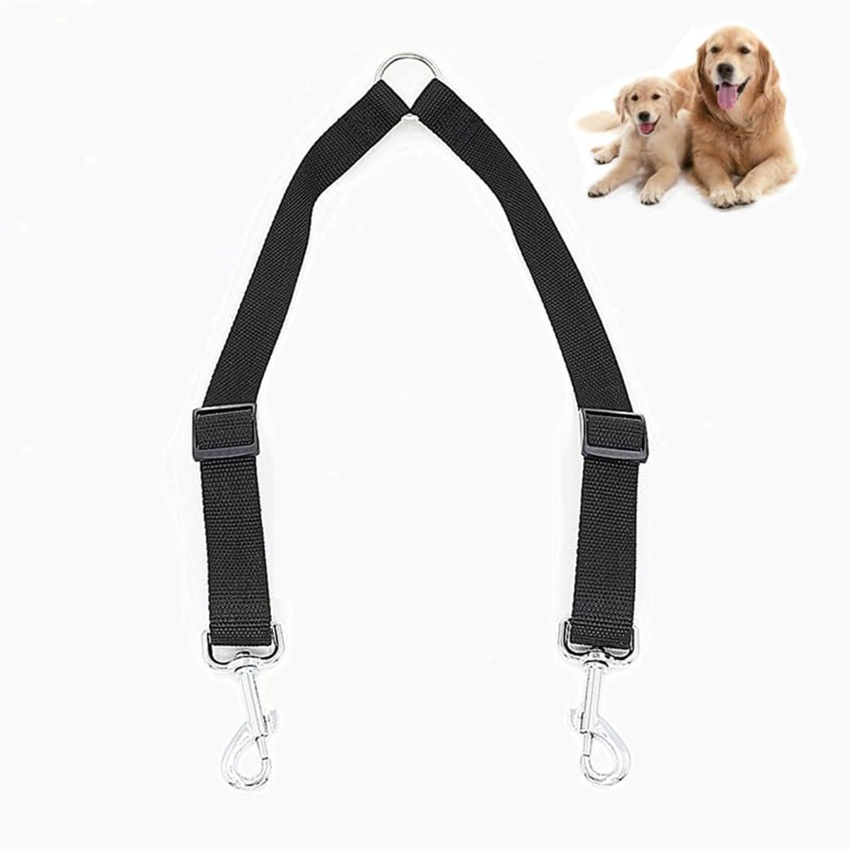 Double Dog Walker Leash, in Length, Head Tilt Adjustable, Tin Alloy Snaps
