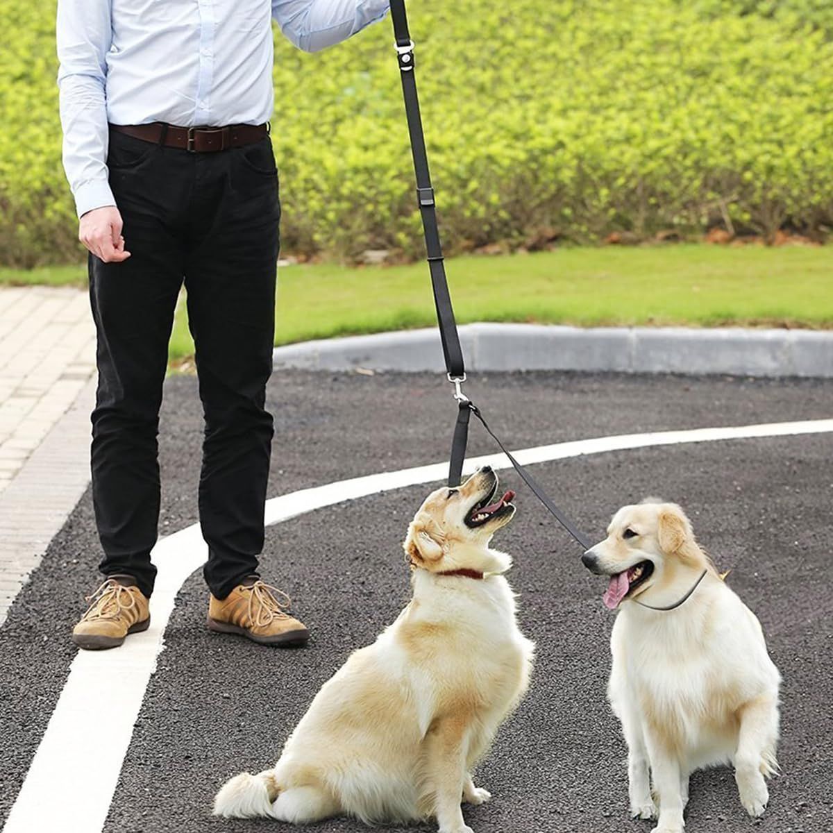 Double Dog Walker Leash, in Length, Head Tilt Adjustable, Tin Alloy Snaps view 3