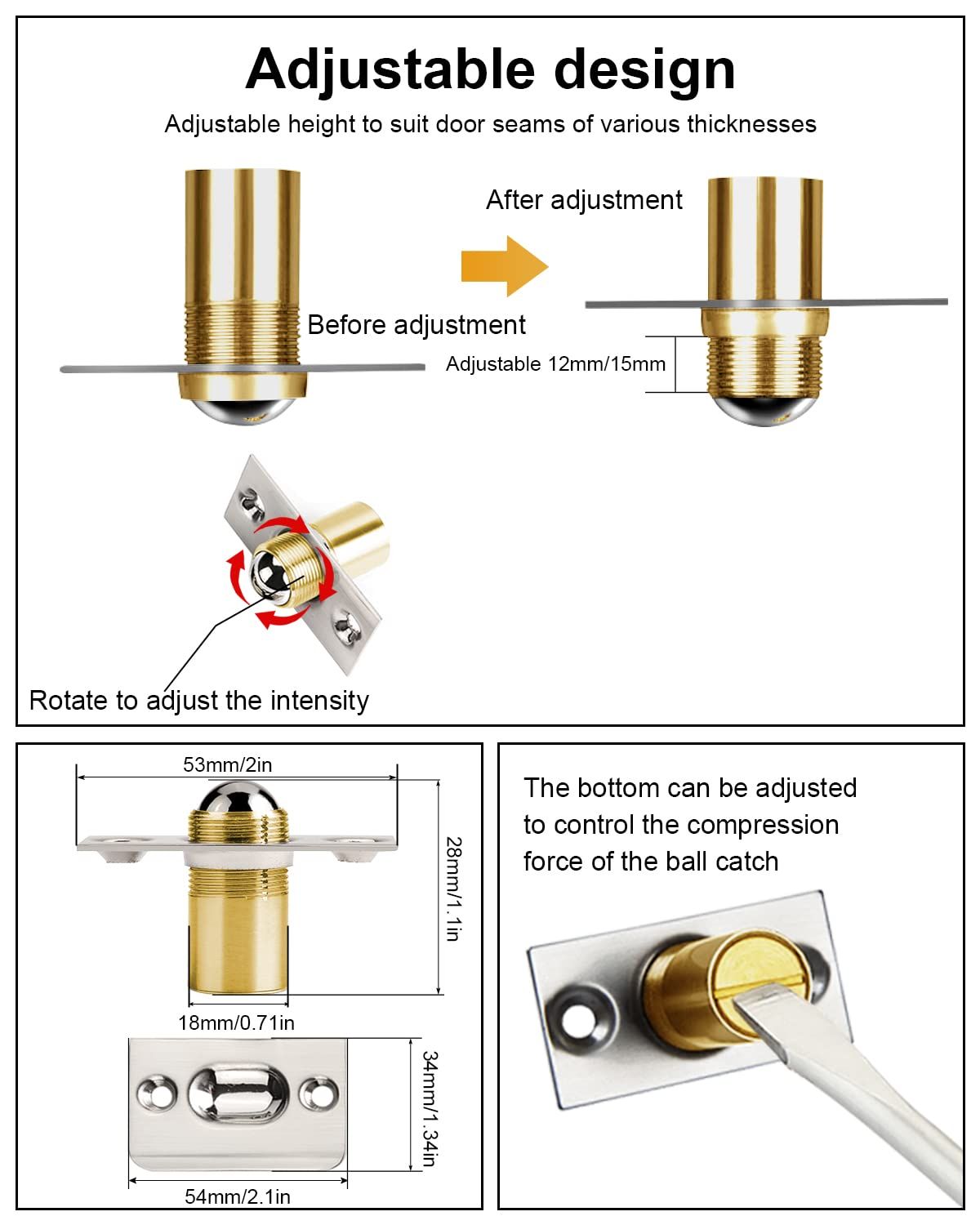 Ball Catch Door Hardware Jiay Door Ball Catch Top of Door French Door Ball view 2