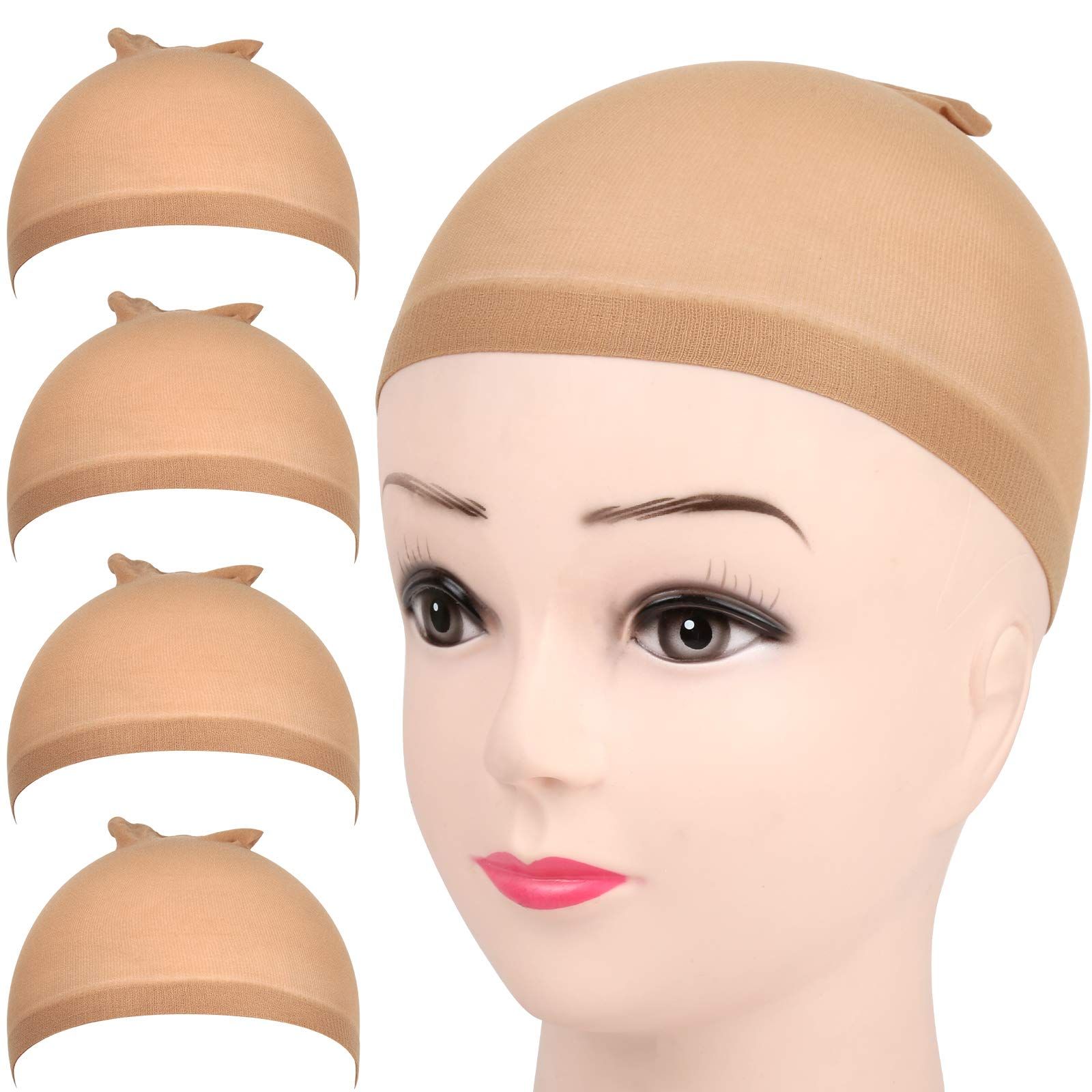 Wig Cap, 4PCS Nylon Wig Caps, Nude Wig Caps for Women, Stocking Wig Caps for