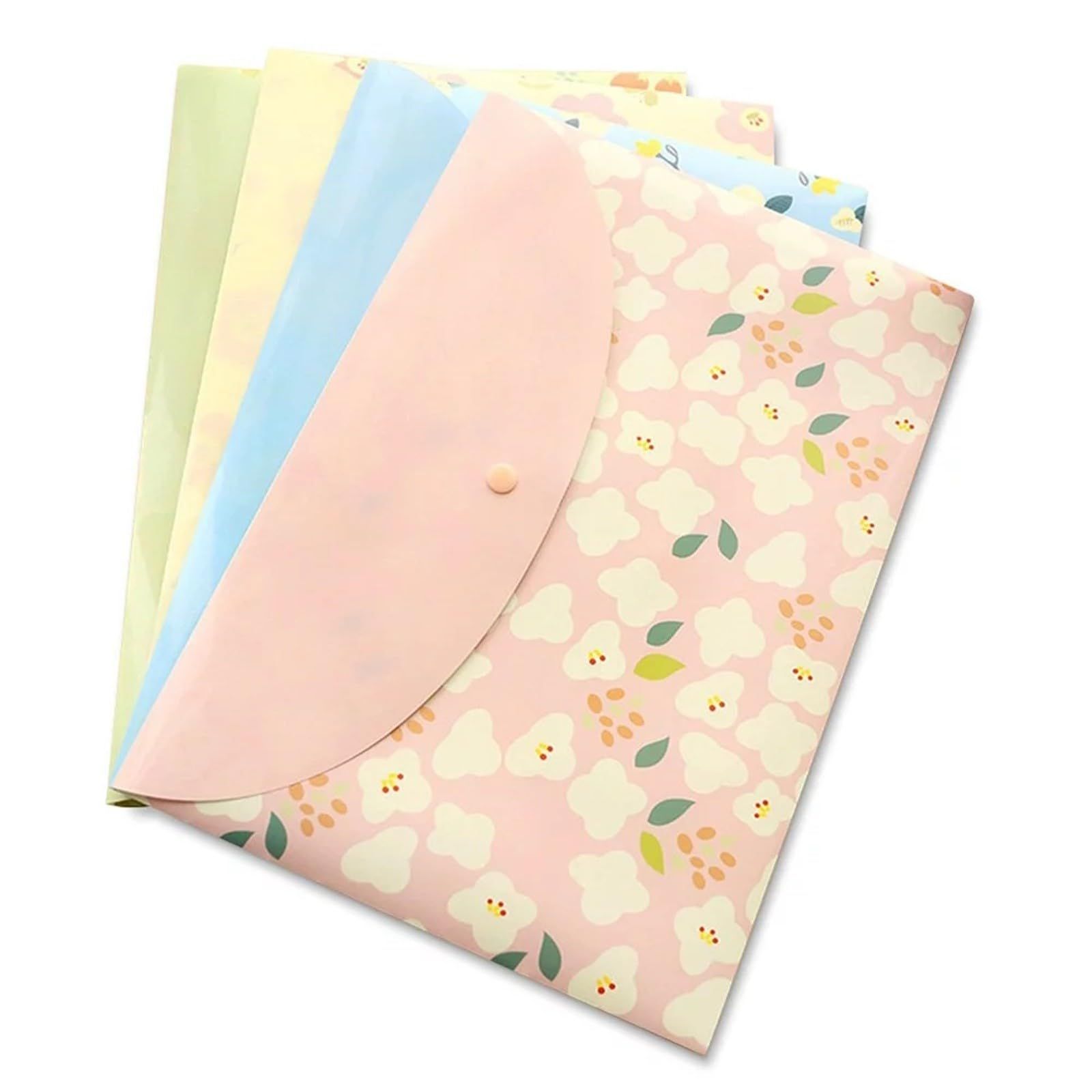 Plastic Document Folder Envelope Files Paper Organizers Bag Floral Design — image 1