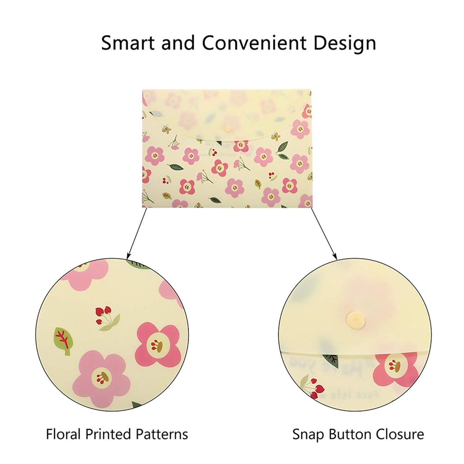 Plastic Document Folder Envelope Files Paper Organizers Bag Floral Design view 3