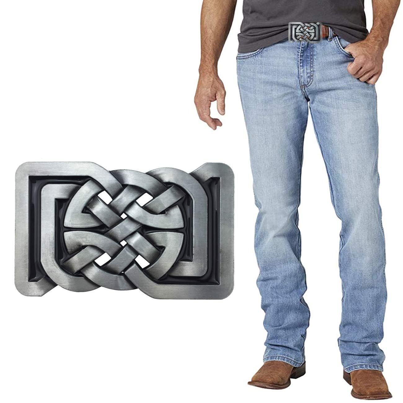 Vintage Fashion Western Cowboy Knot Belt Buckle Rectangle For Men Women
