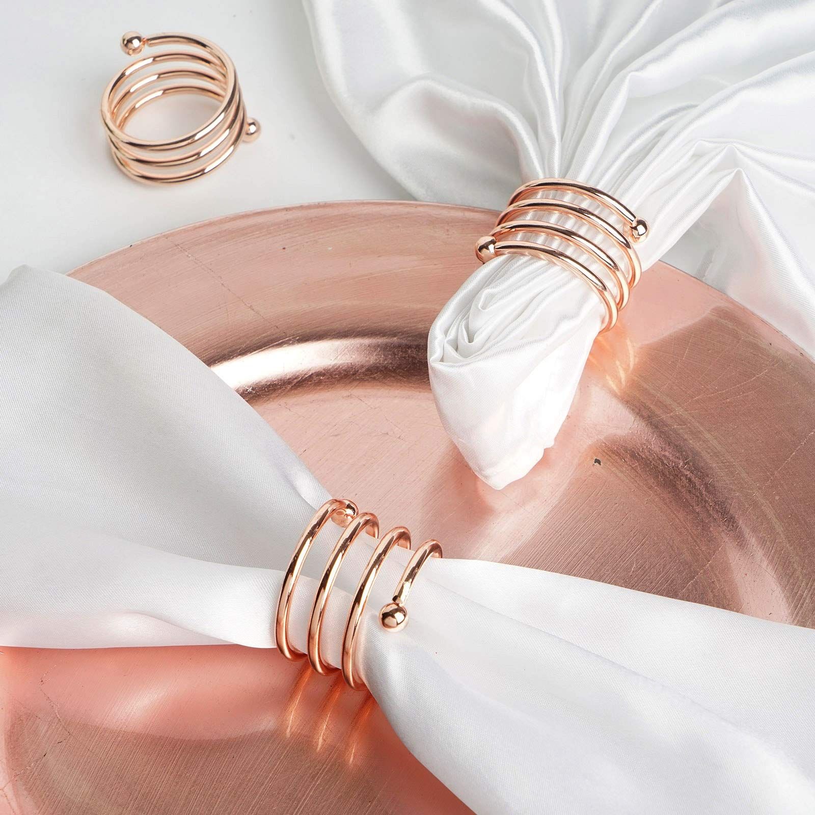 4 pcs Rose Gold Spiral Design Metal Napkin Rings - for Wedding Party Events view 3