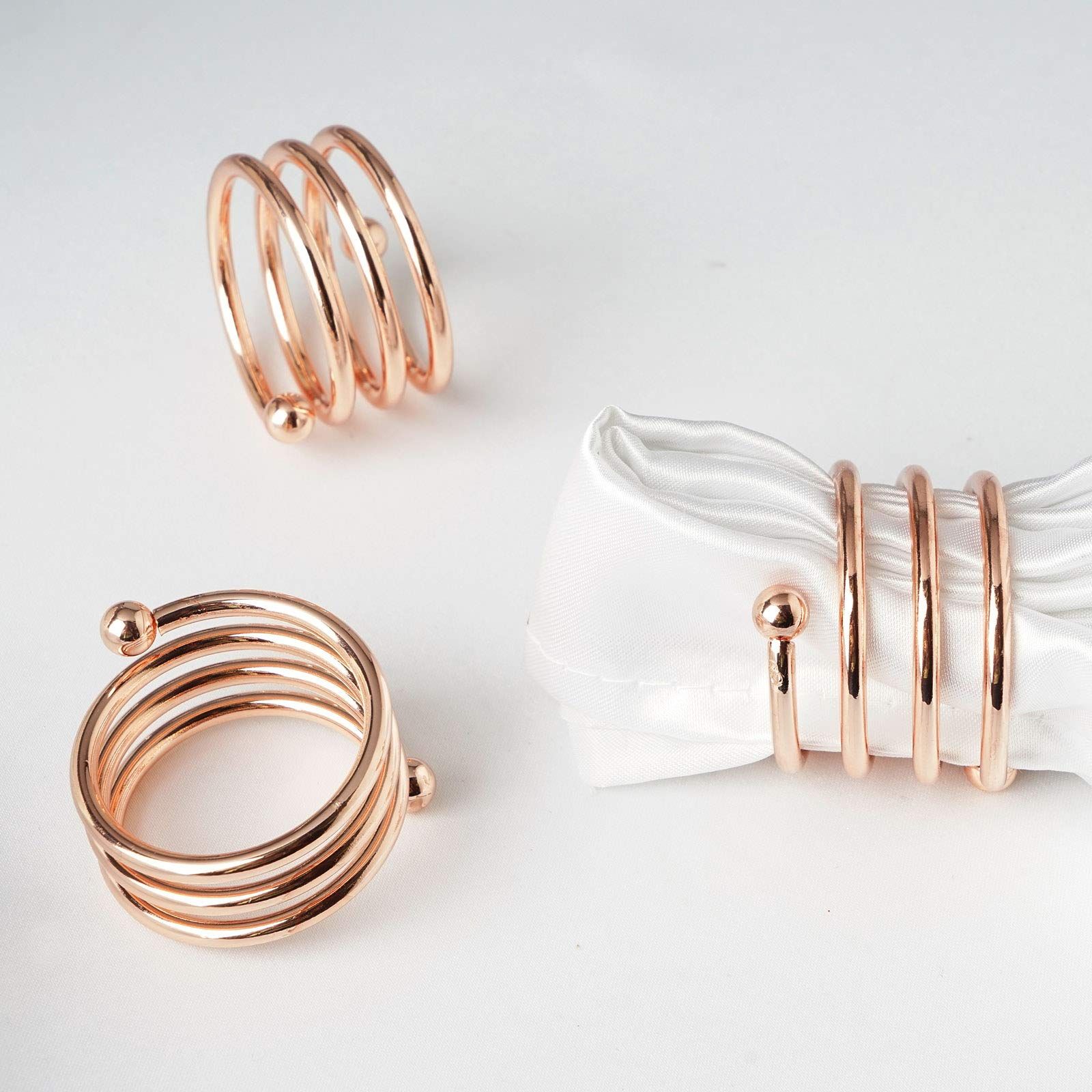 4 pcs Rose Gold Spiral Design Metal Napkin Rings - for Wedding Party Events view 4