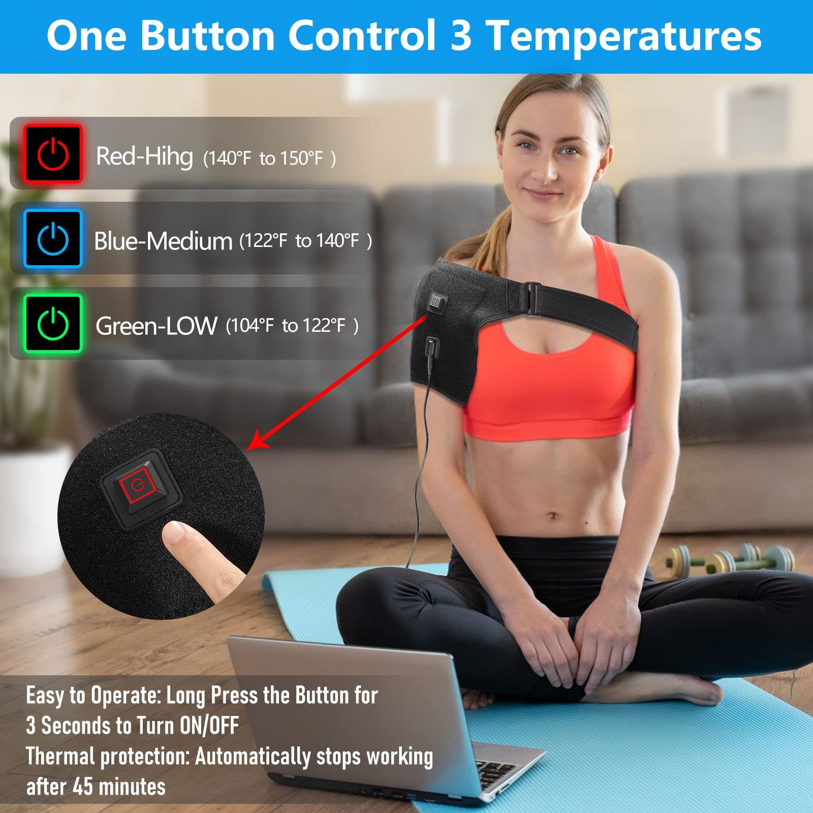 Shoulder-Heating-Pad-Heated-Wrap - 3 Heat Levels Heating Pad for Shoulder Pain view 2