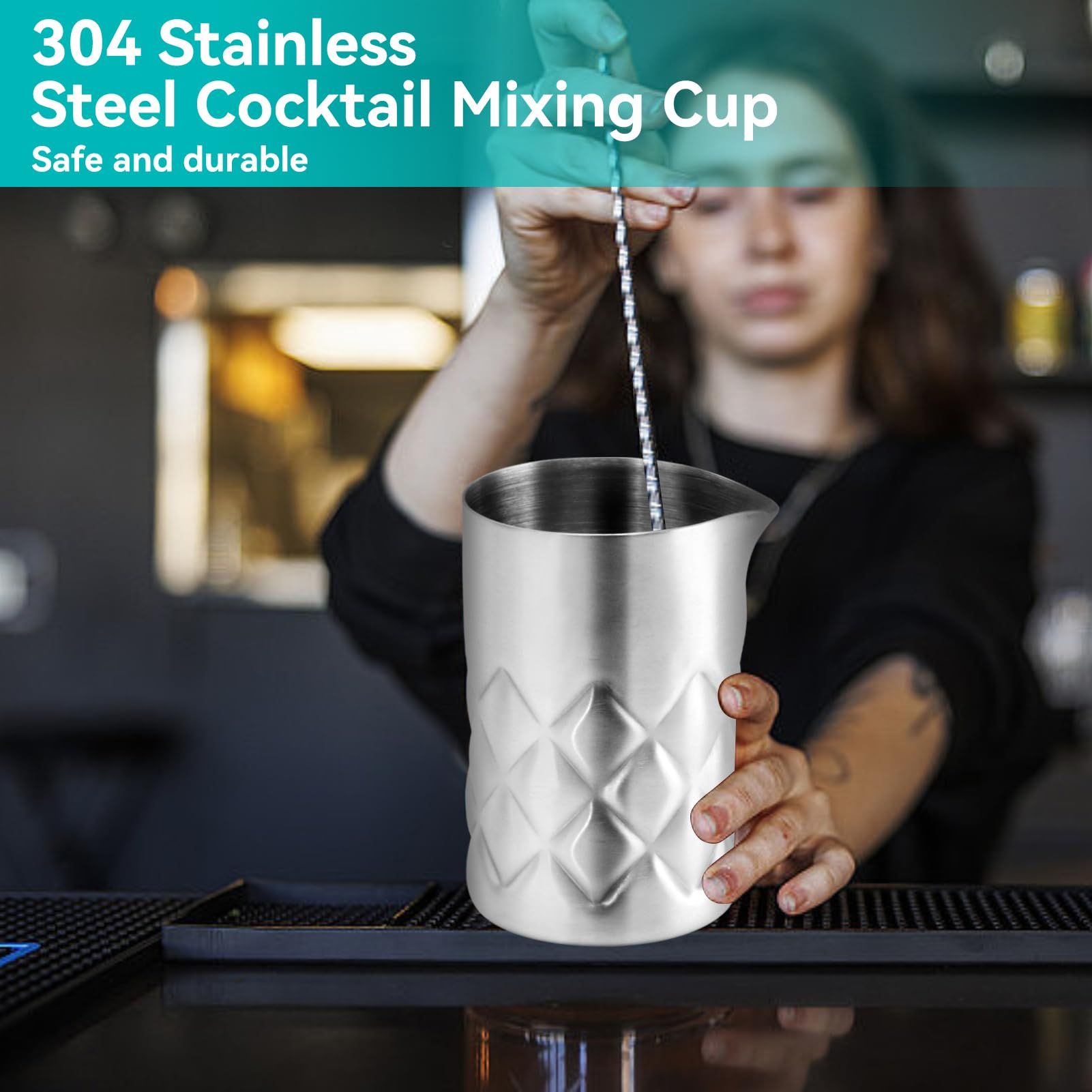Cocktail Mixing Glass, Mini Stainless Steel Bar Mixing Pitcher for Stirring view 3