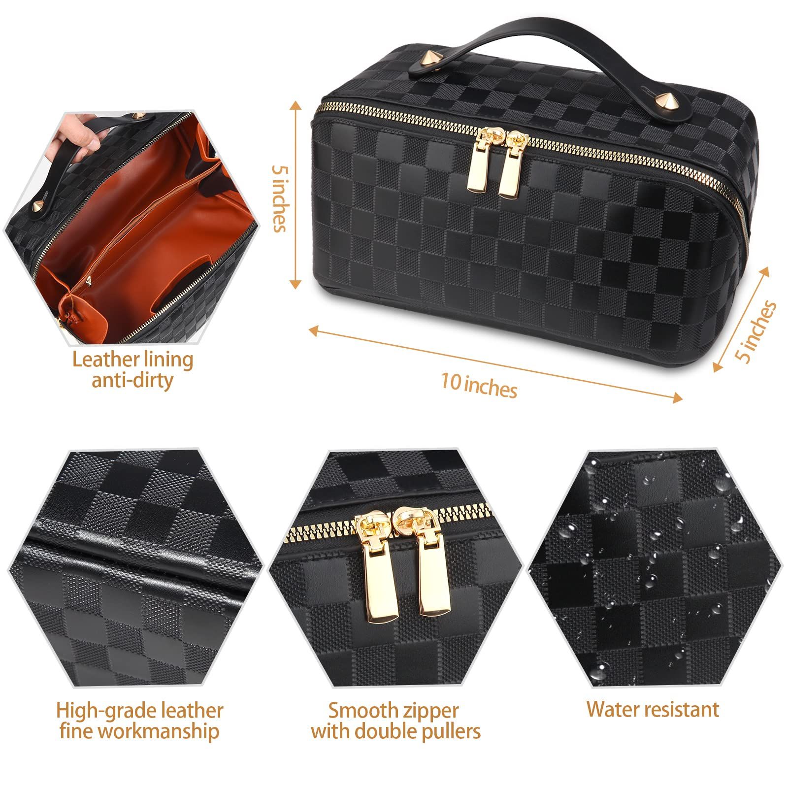 Travel Makeup Bag,Large Opening Portable Makeup Bag Opens Flat for Easy view 3