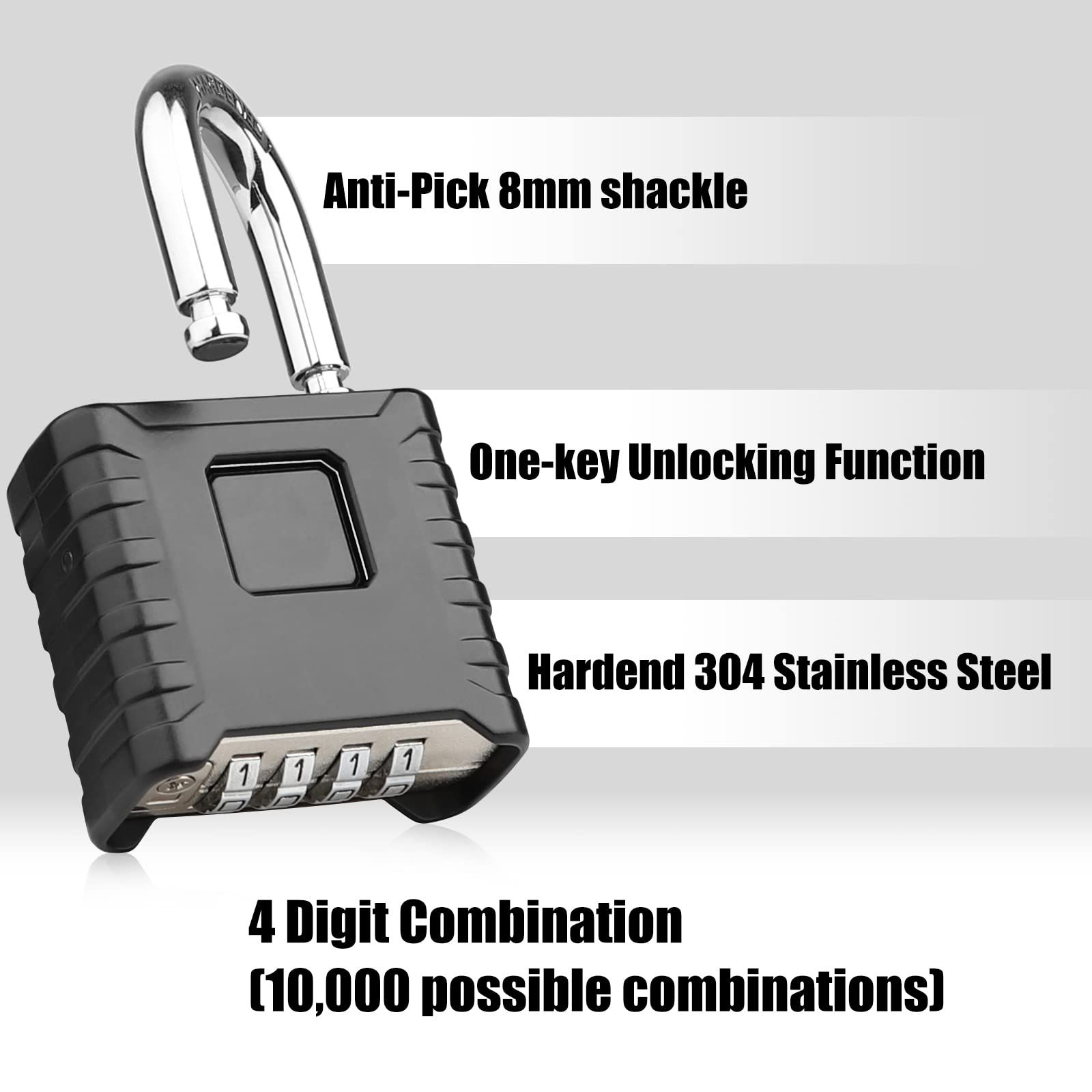1 Pack Large Heavy Duty 4 Digit Combination Lock view 2