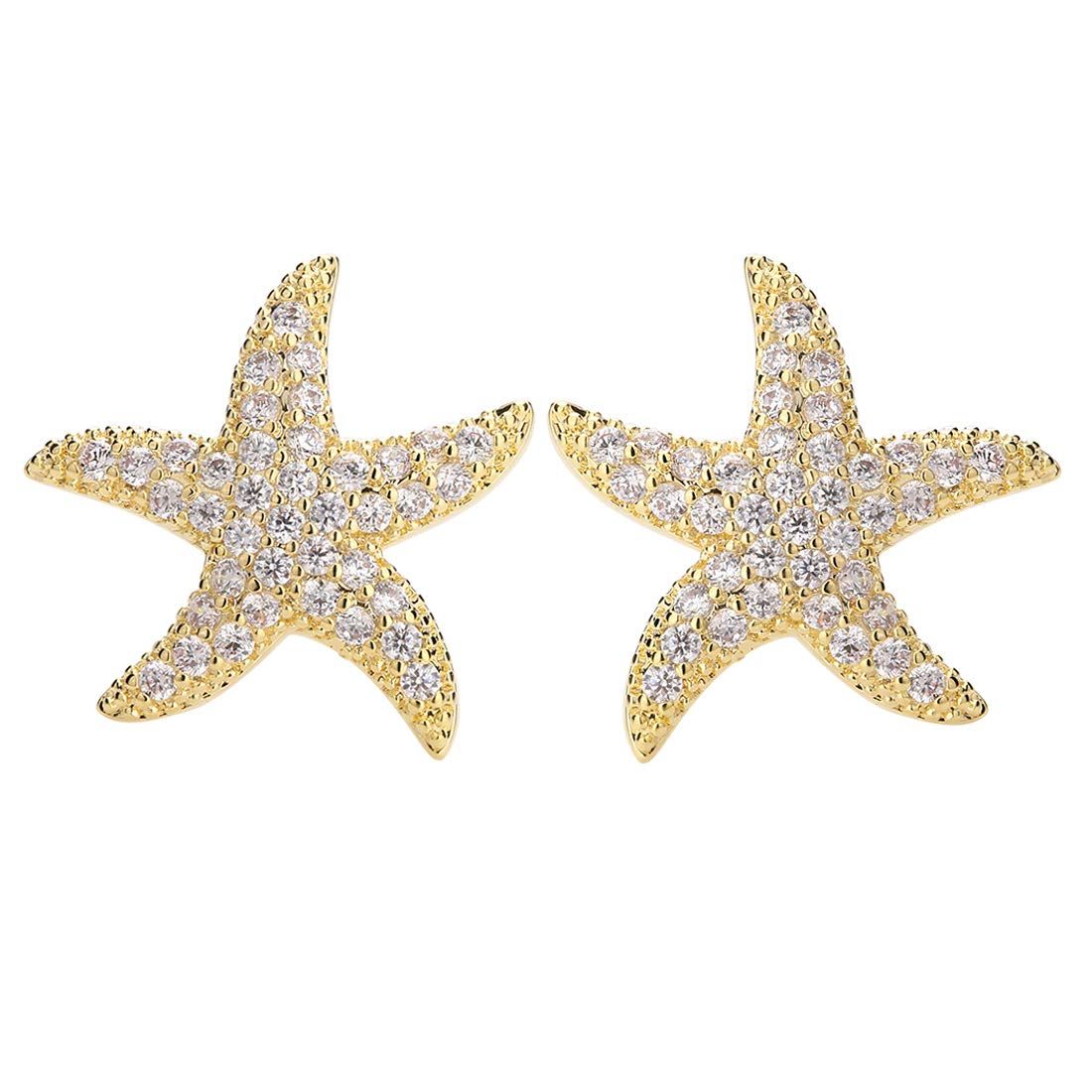 Starfish Stud Earrings for Women -Paved Starfish Stud Earrings - Charm