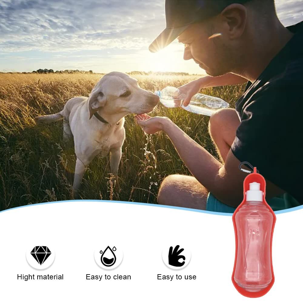 Dog Water Bottle Portable 500ml Dog Walking Travel Bottle Leak Proof Foldable view 3