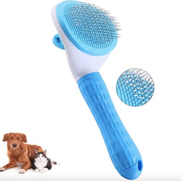Pet Clean Hair Remover Button Stainless Steel Brushes Dogs Cat Slicker Self view 2