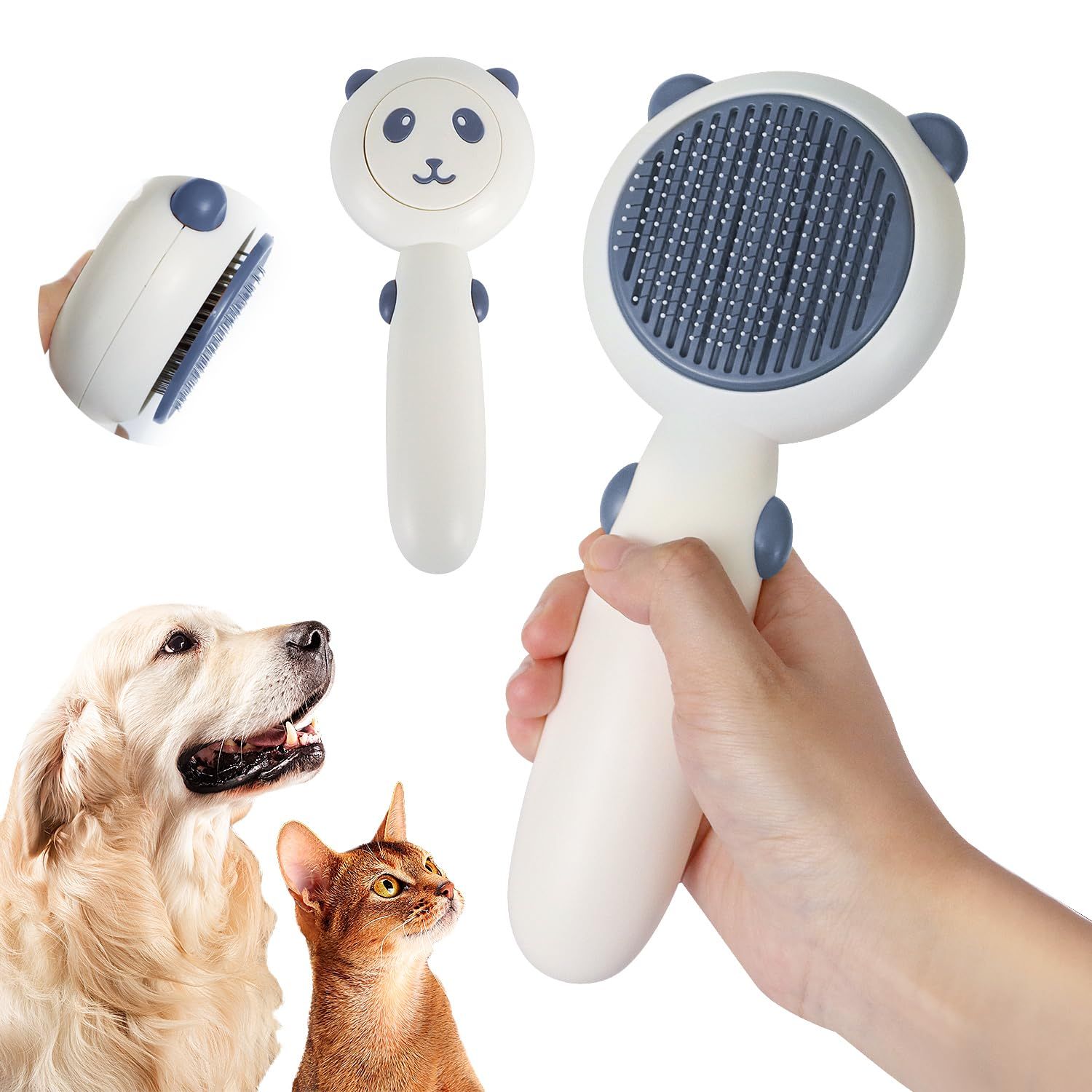 Cat Brush for Shedding, Dog Brush, Pet Grooming Self Cleaning Brush for Cats &