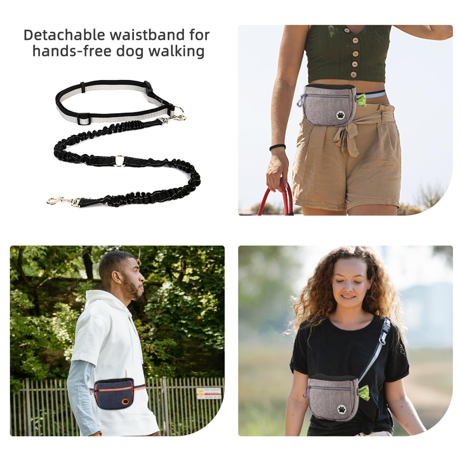 Hands Free Dog Leash Waist Leash Bungee Retractable for Medium and Large Dogs view 3