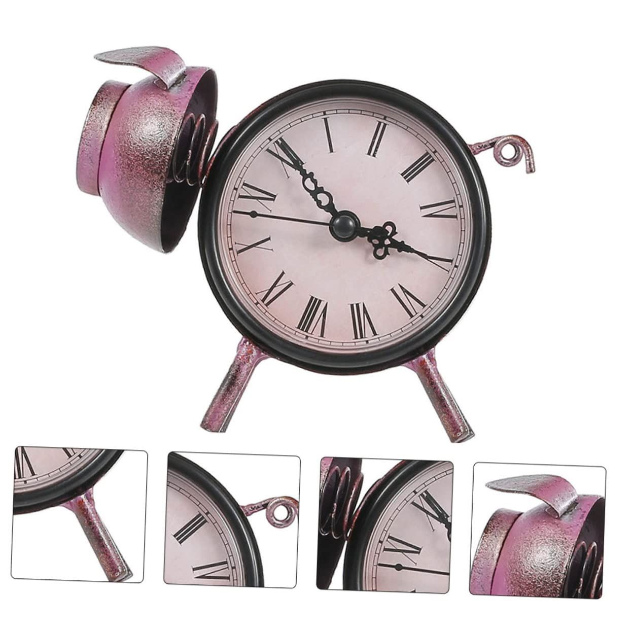 Clock Home Desk Clock Desk Clock Decor Pig Figure Desk Clock Iron Art Desk view 3