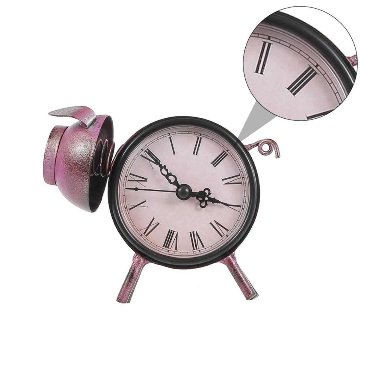 Clock Home Desk Clock Desk Clock Decor Pig Figure Desk Clock Iron Art Desk view 4