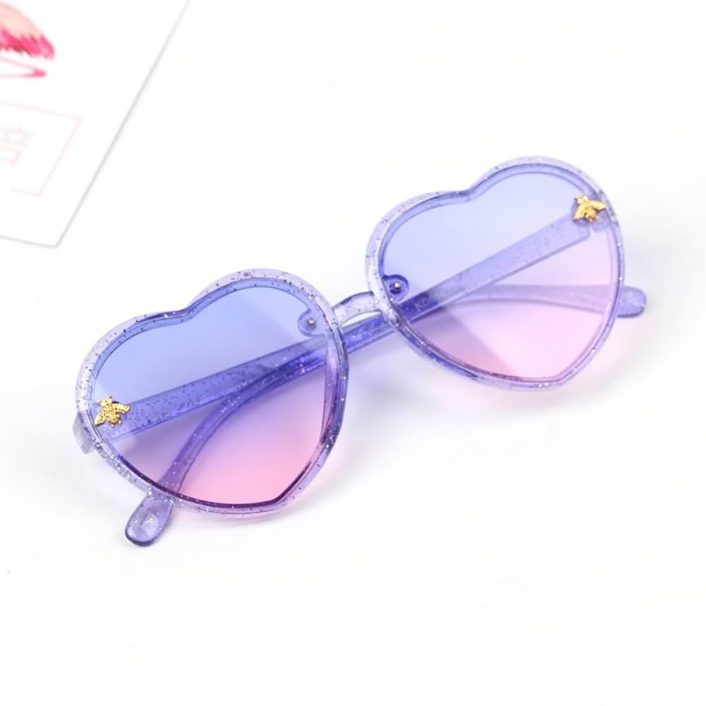 Kids Heart shaped Sunglasses Cute Bee Frame Age 3-10 UV400 Protection Fashion view 2