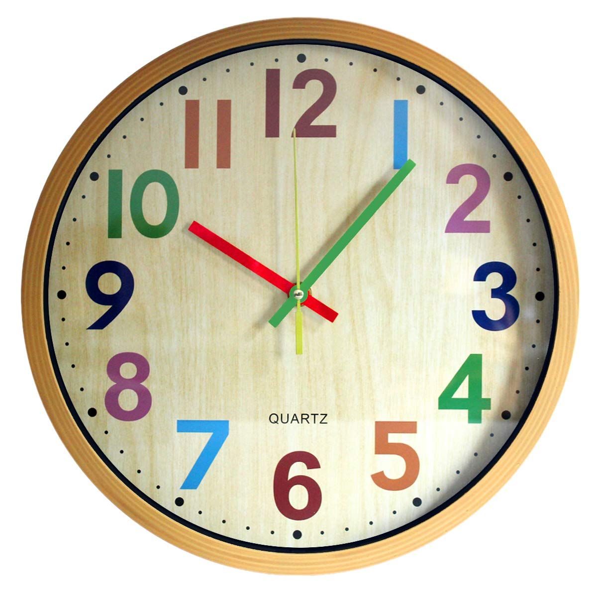 Wall Clock, 12 Inch Easy to Read Silent Non-Ticking Colorful Battery Operated — image 1