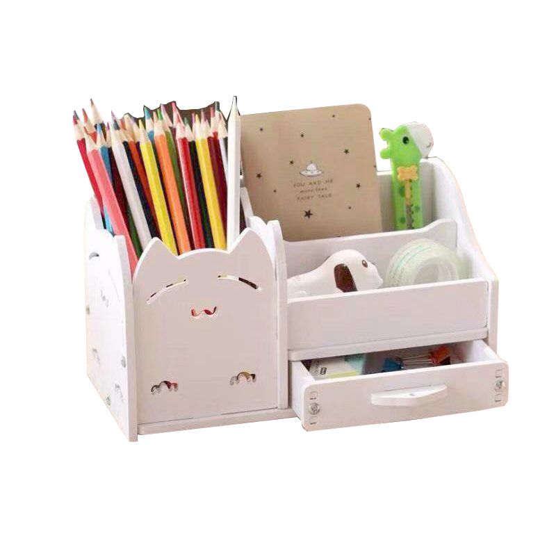 Holder Stationery Storage Wood Drawer Desk Stuff Girly Desk Organizer — image 1