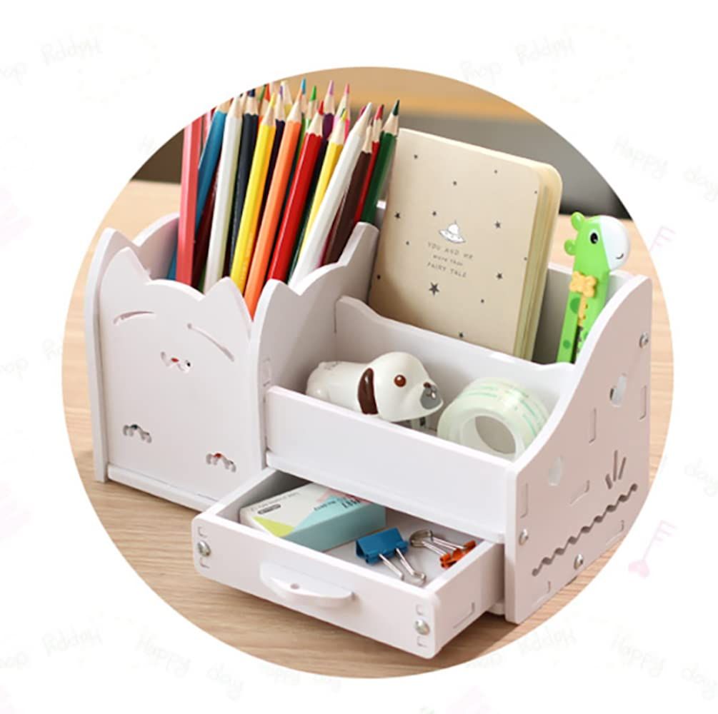 Holder Stationery Storage Wood Drawer Desk Stuff Girly Desk Organizer view 3
