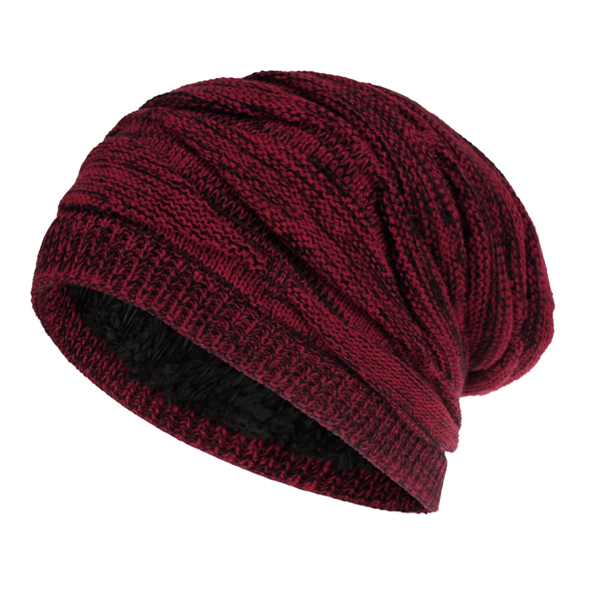 Unisex Winter Warm Lined Slouchy Knit Beanie Hat Stocking Cap Skull Cap for