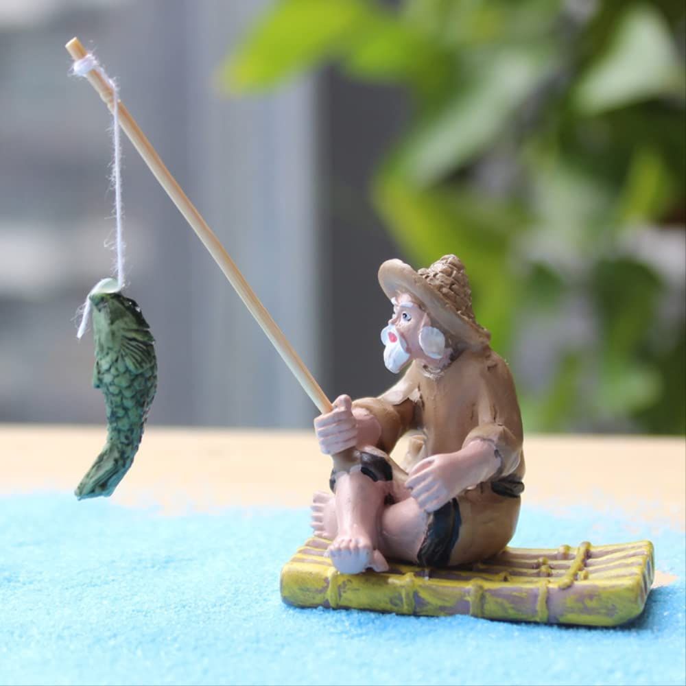 Fishing Old Man Resin Figure Statue Sitting Garden Ornament Outdoor Garden view 3