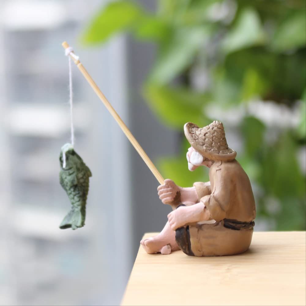 Fishing Old Man Resin Figure Statue Sitting Garden Ornament Outdoor Garden view 4