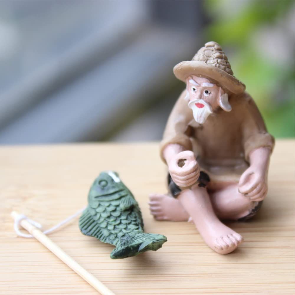 Fishing Old Man Resin Figure Statue Sitting Garden Ornament Outdoor Garden view 5