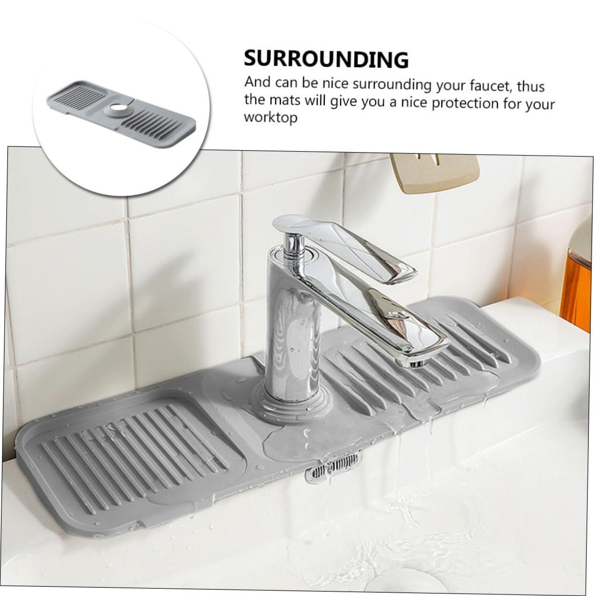 Kitchen faucet pad, sink drainage pad, kitchen splash proof pad, sink sponge view 2