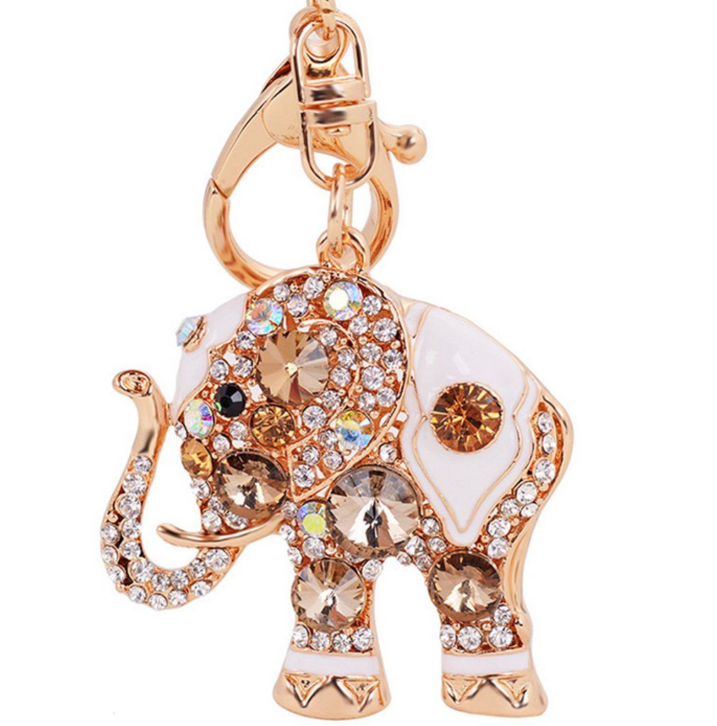(Champagne Gold)Crystal Keychain Lovely Handbag Decoration Car Key Decoration