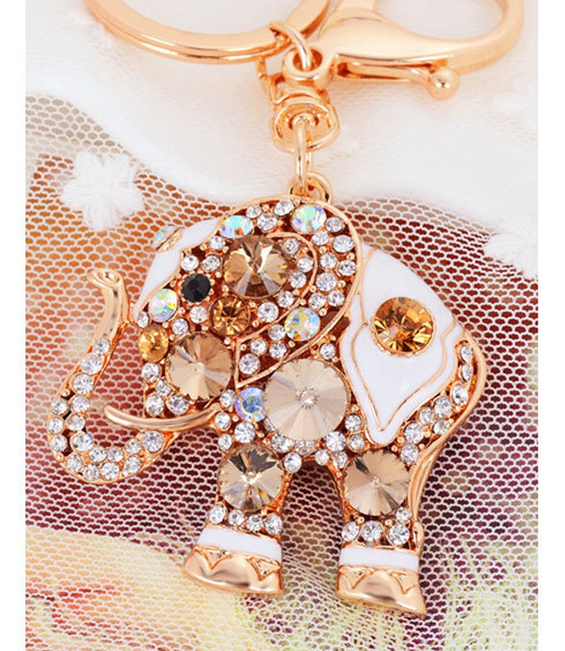 (Champagne Gold)Crystal Keychain Lovely Handbag Decoration Car Key Decoration view 2