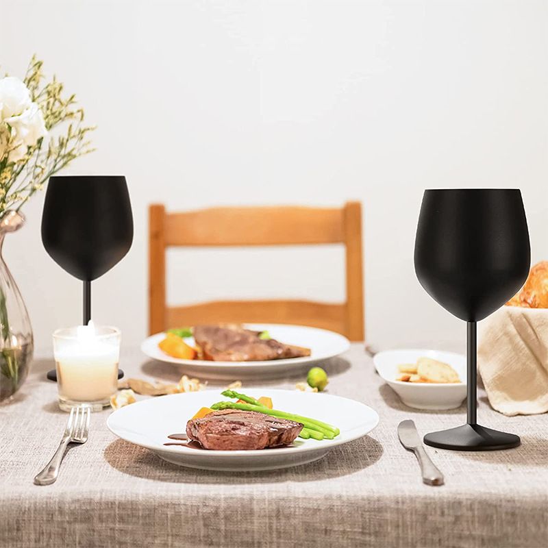 2 PCS（black）Stainless Steel Wine Glasses 18oz Stainless Steel Metal Wine Glasses view 3