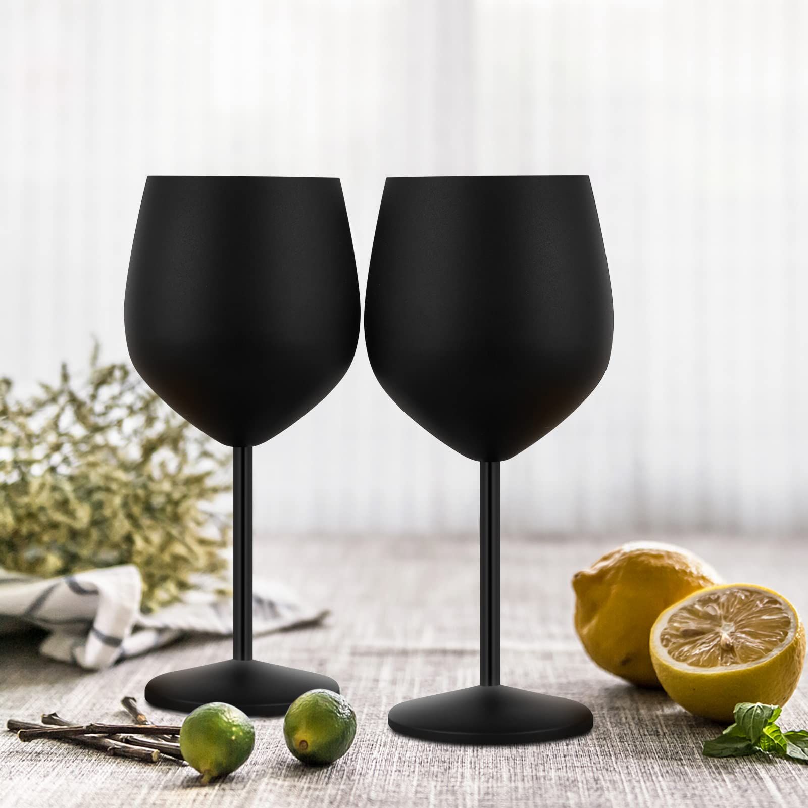 2 PCS（black）Stainless Steel Wine Glasses 18oz Stainless Steel Metal Wine Glasses view 5