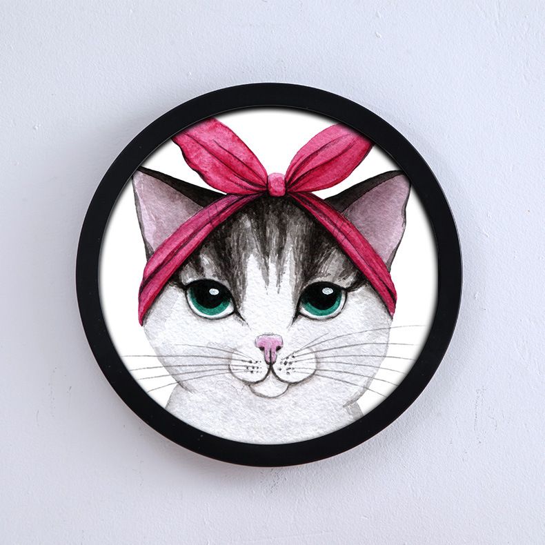 1 PCS-black Round Photo Frame Wood Hanging Picture Frames for Home Office Wall — image 1