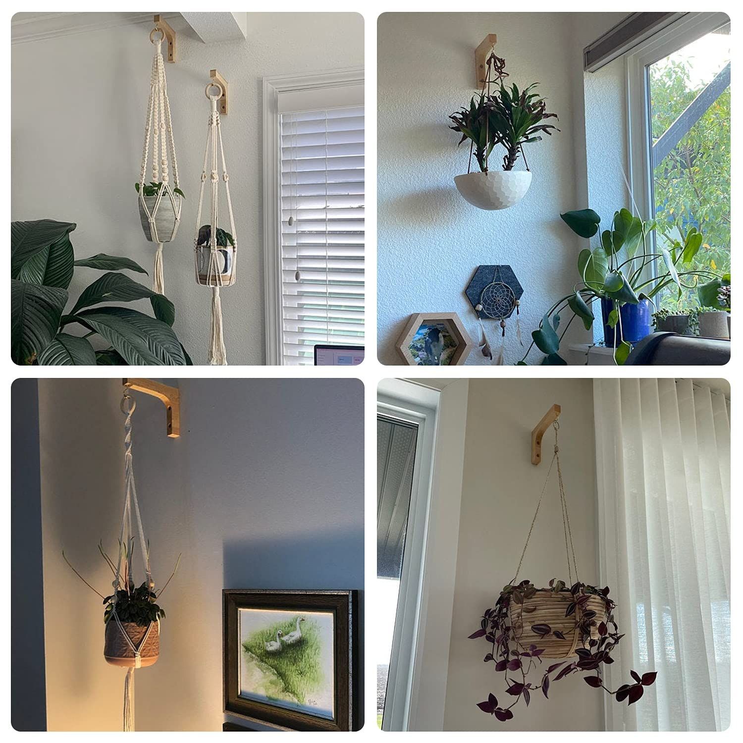 Wood Hanging Plant Hook Wooden Plant Hanger Wall Planter Hook Lantern Hanging view 4