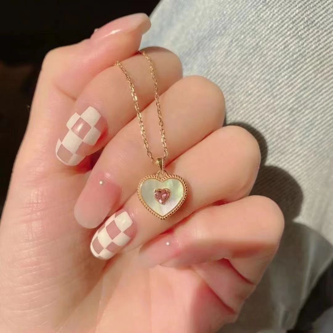 Peach necklace with sweet niche design view 2