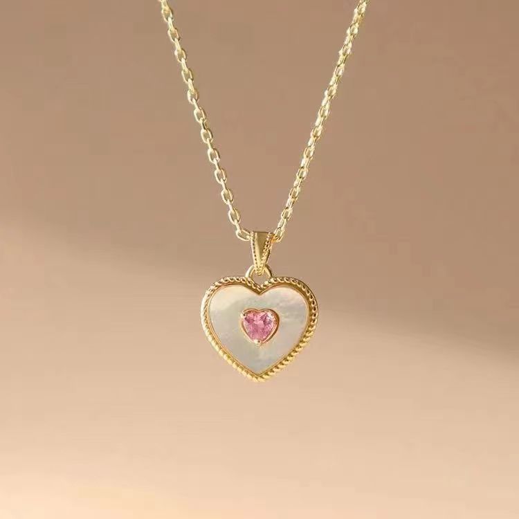Peach necklace with sweet niche design view 5