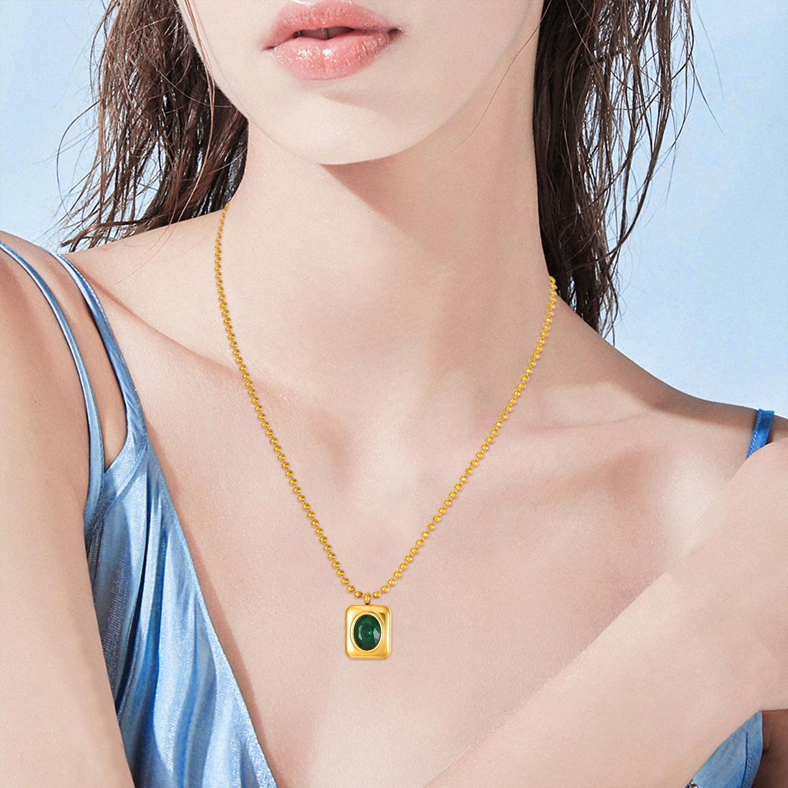 Palace style autumn and winter new oval Hao Shi copper pendant necklace view 5