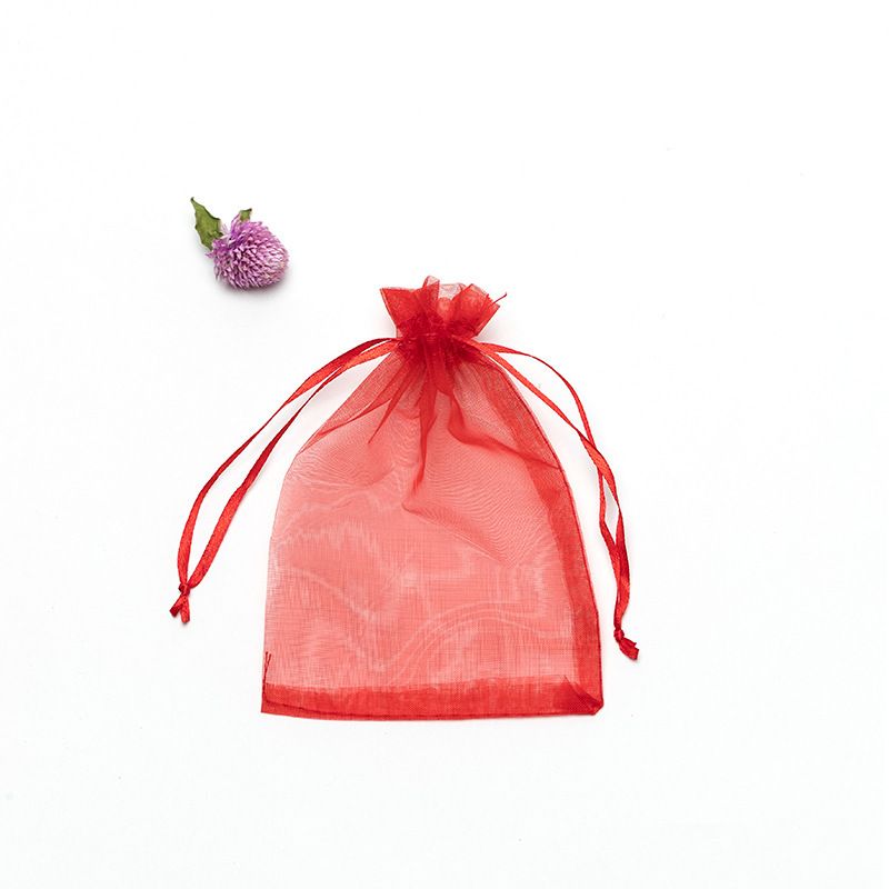 50pcs Yarn bag, organza candy bouquet bag, plain color gift bag, drawstring view 2