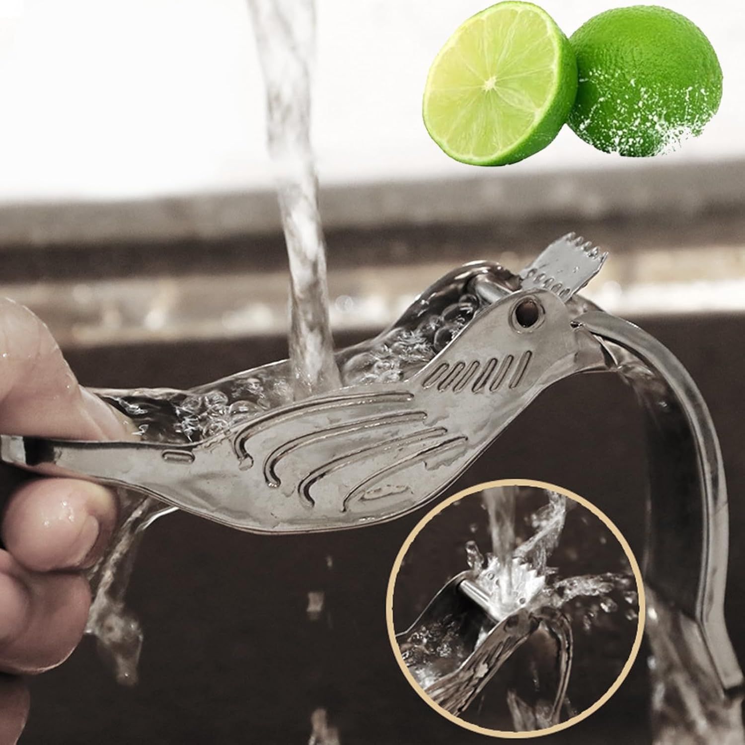Manual Lemon Juicer, Food Grade Stainless Steel Lemon Juicer, Portable Hand view 3