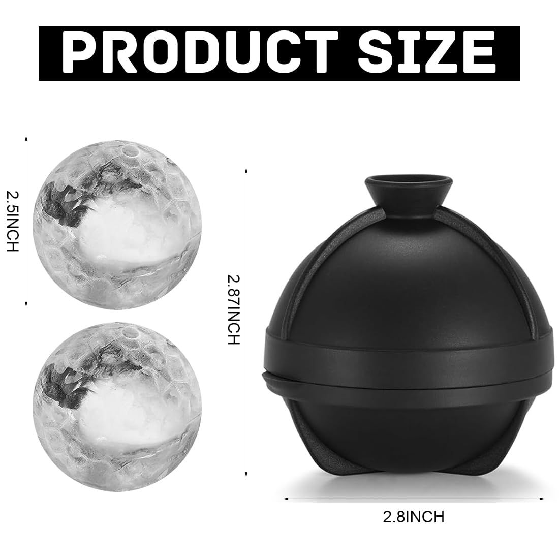 Mold Silicone Sphere Ice Molds with Built-in Funnel 2.5"" Large Round Ice Cube view 2