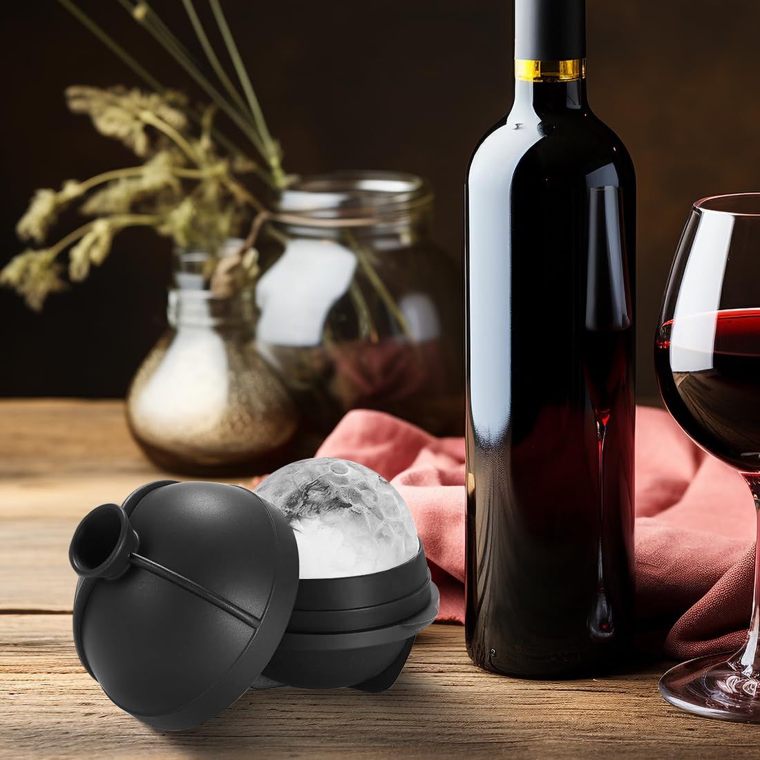 Mold Silicone Sphere Ice Molds with Built-in Funnel 2.5"" Large Round Ice Cube view 4