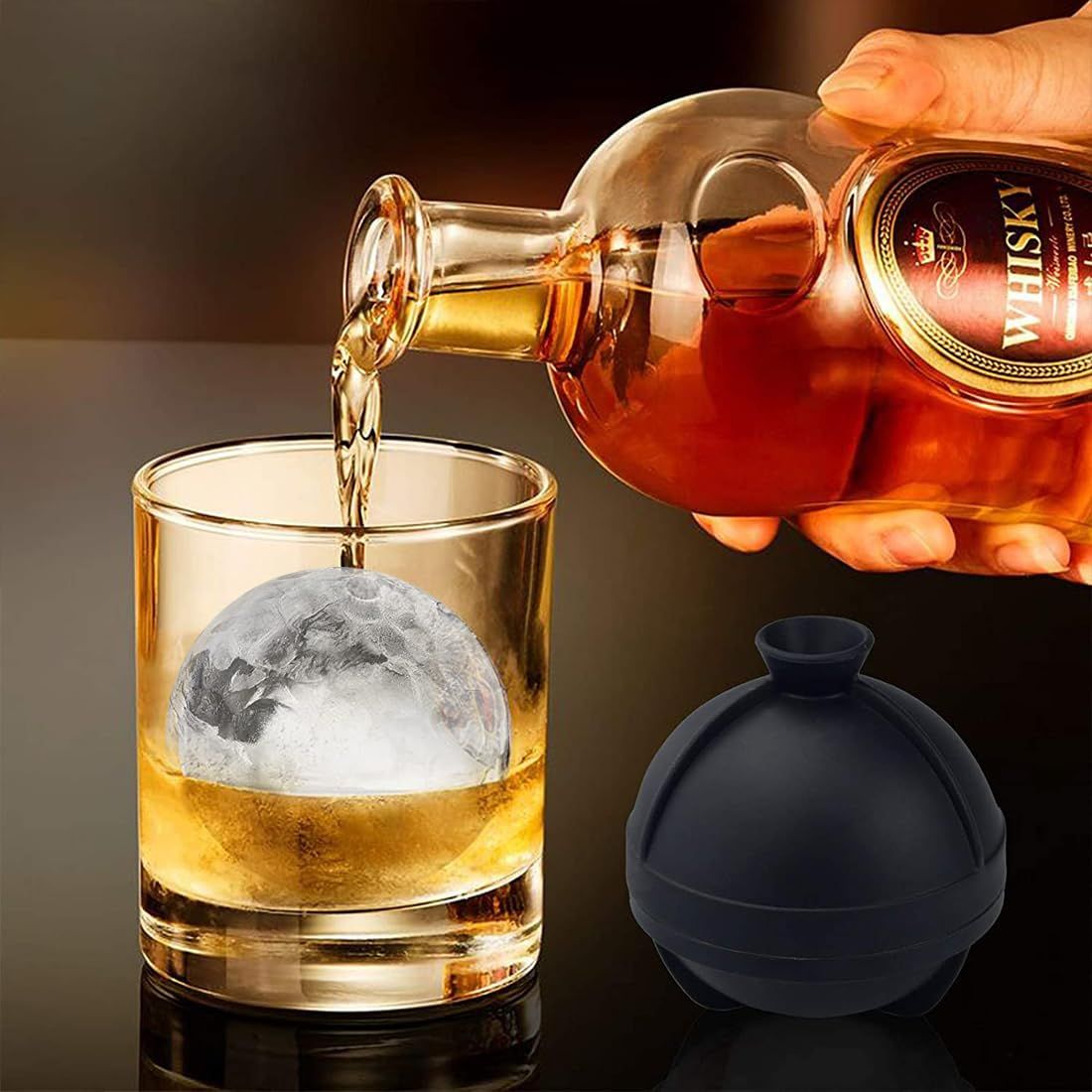 Mold Silicone Sphere Ice Molds with Built-in Funnel 2.5"" Large Round Ice Cube view 5