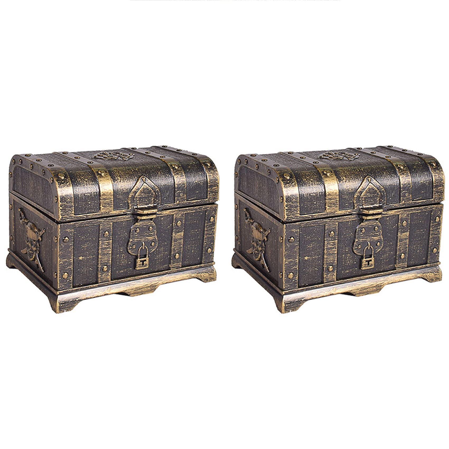 2pcs，Pirate Treasure Chest Treasure Chest Keepsake Jewelry Box Plastic Toy view 5