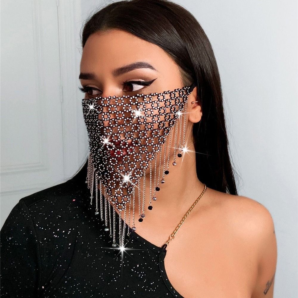 Sparkling Masks, Mesh Masks, Metal Tassel Splicing Accessories, Disguised view 2