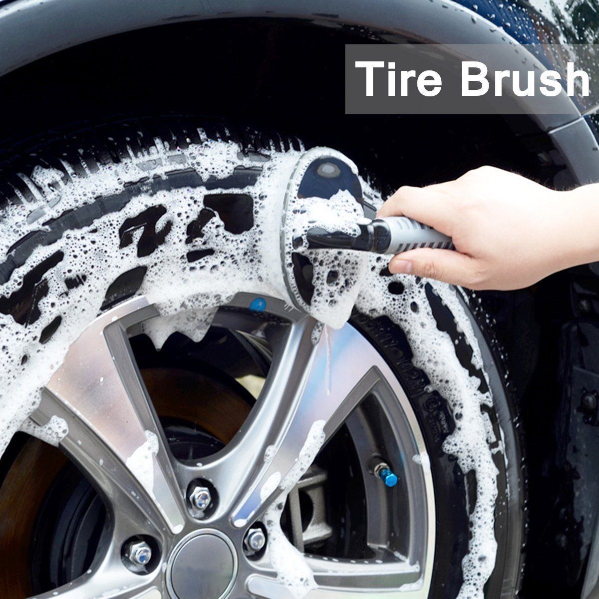 Car wash brush, wheel and mudguard brush, short handle tire cleaner for car view 5