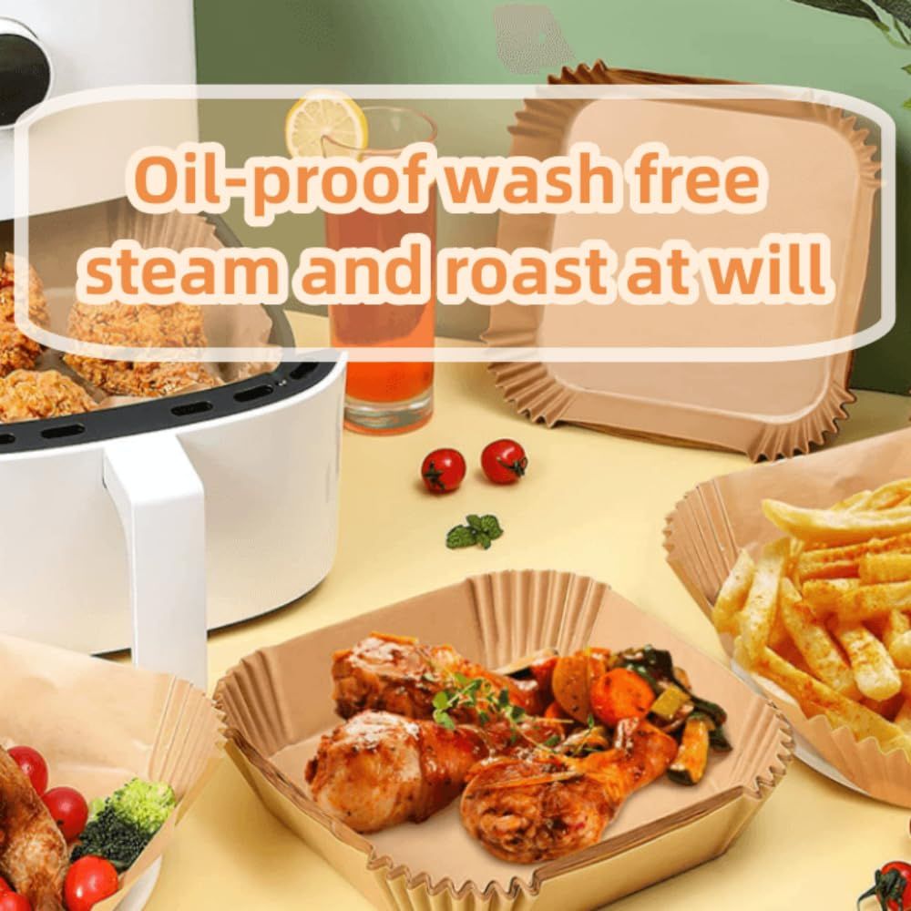 100 pcs Air Fryer Paper Liners - 6.3inches Square Cooker Air Fryer Paper Liners view 5