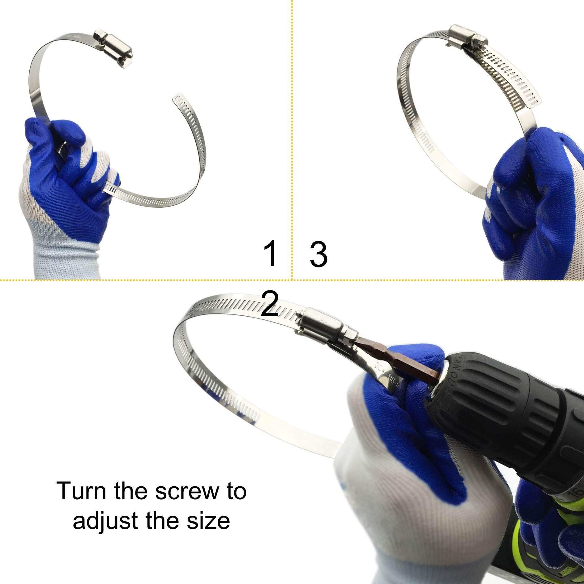 4" (Diameter) Adjustable 304 Stainless Steel Duct Clamps Hose Clamp Pipe Clamp view 5