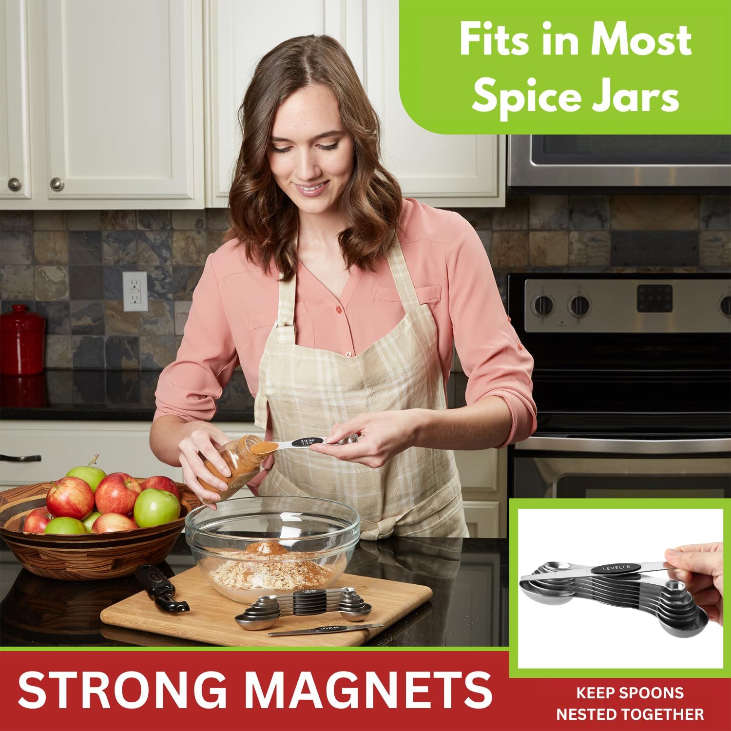 8 pcs Magnetic Measuring Spoons Set with Strong Magnets view 2