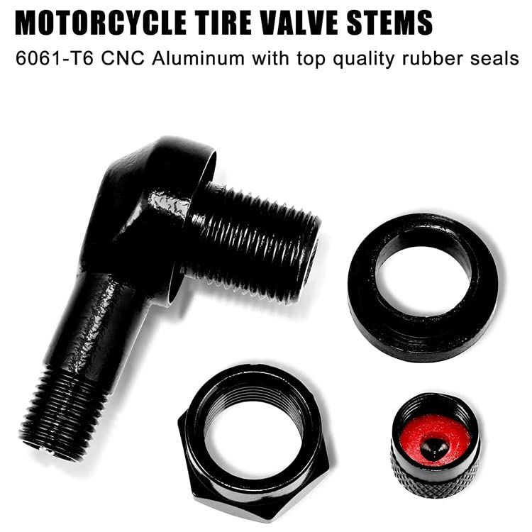 1 pairs Motorcycle Valve Stems Black 90 Degree Angle Tire Valve Stems Rim Hole view 3